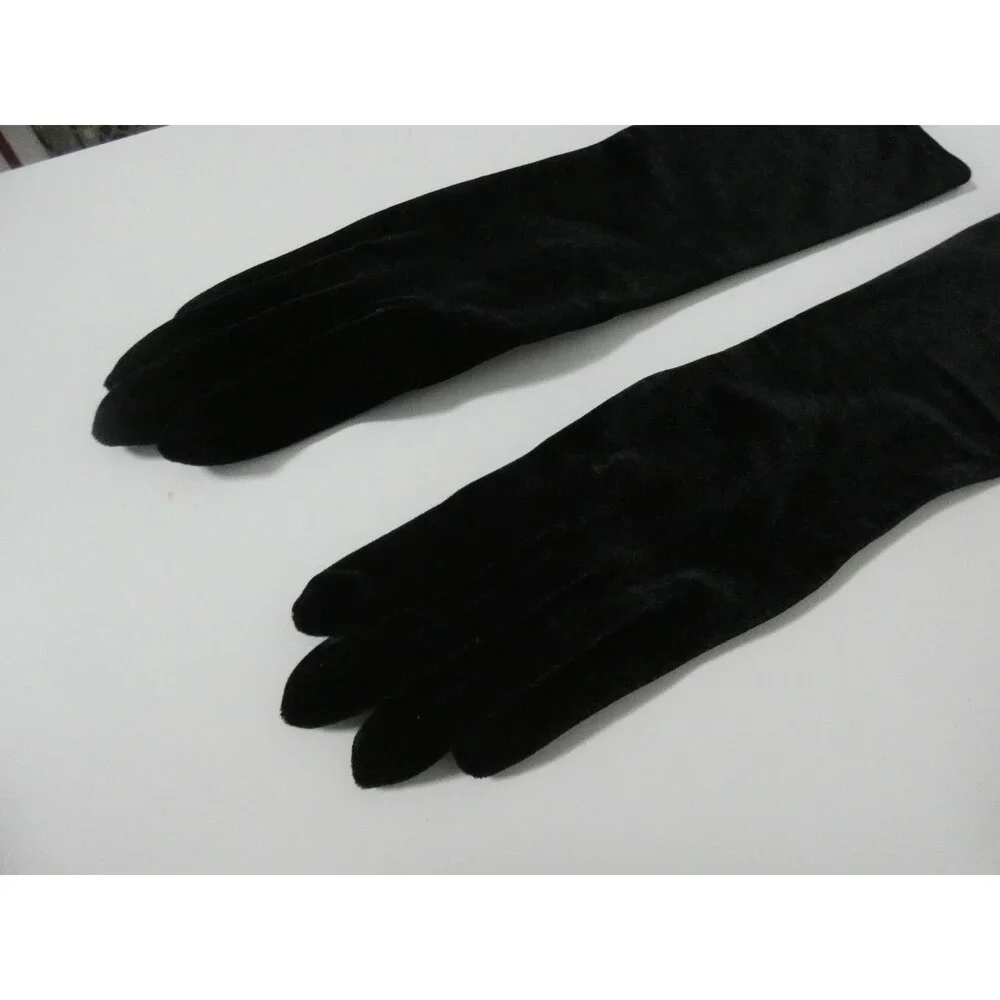 Fownes Women's One Size Black Velvet Long Gloves Elbow Stretch Soft